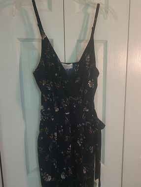 Kaileigh Black Floral Wrap Jumpsuit
